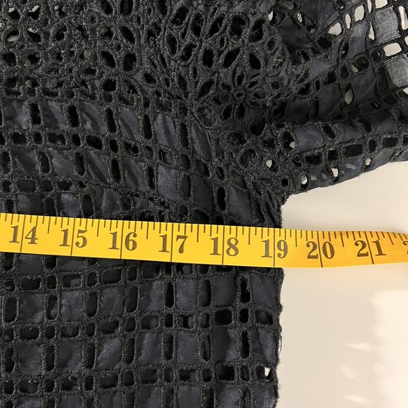 Banana Republic Shift Dress Womens Black 10 Eyelet Meshed Lined Flutter Sleeves - Picture 12 of 13